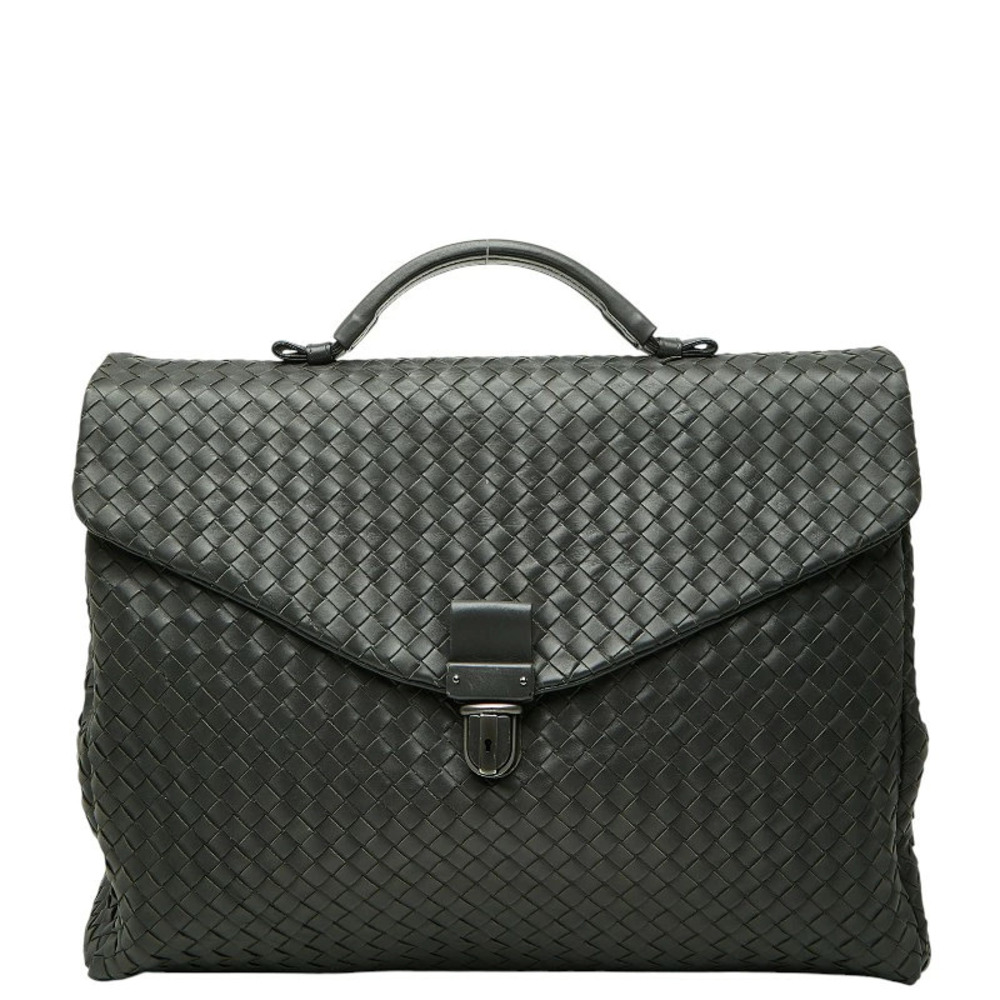 Bottega Veneta Intrecciato Business Bag Briefcase Gray Leather Bottega Veneta